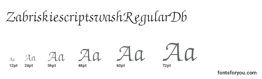 Размеры шрифта ZabriskiescriptswashRegularDb
