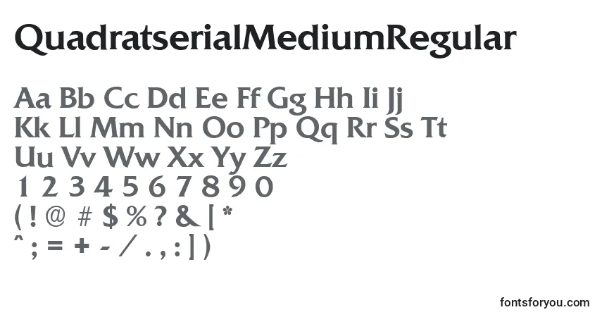 Czcionka QuadratserialMediumRegular – alfabet, cyfry, specjalne znaki