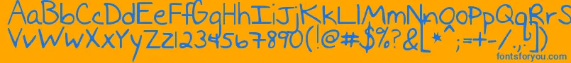 フォントImissedyou – オレンジの背景に青い文字