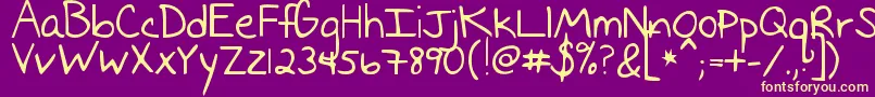 Fonte Imissedyou – fontes amarelas em um fundo roxo