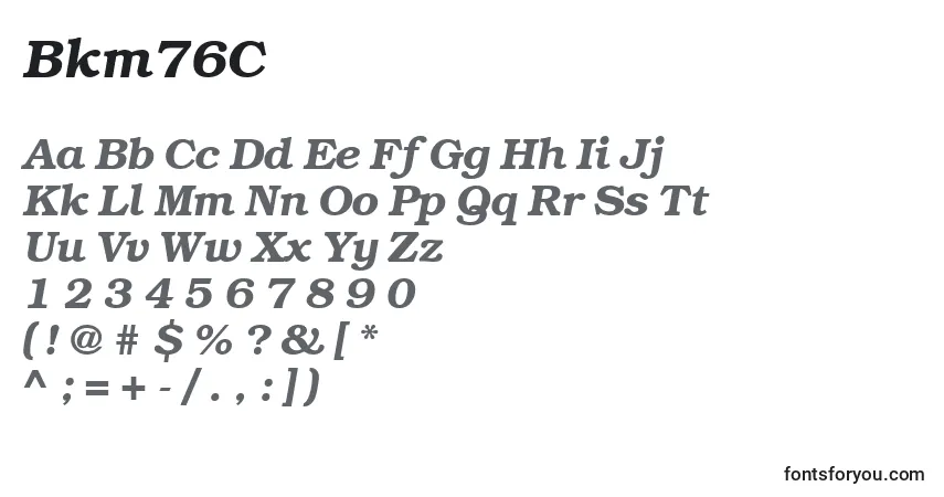 A fonte Bkm76C – alfabeto, números, caracteres especiais