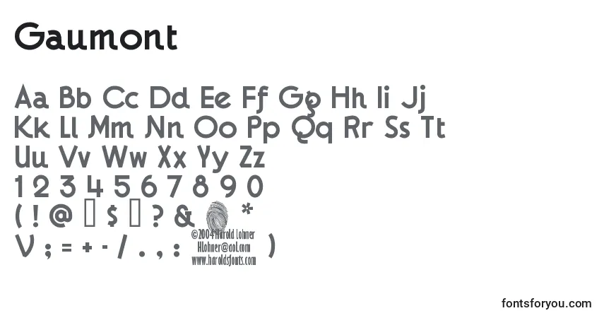 A fonte Gaumont – alfabeto, números, caracteres especiais