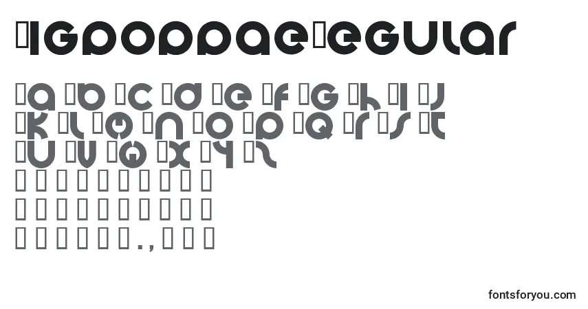 A fonte BigpoppaeRegular – alfabeto, números, caracteres especiais