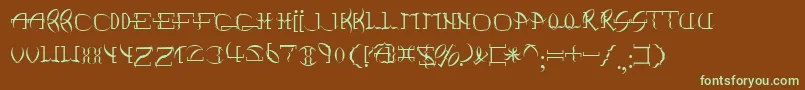 フォントPointBrackett – 緑色の文字が茶色の背景にあります。