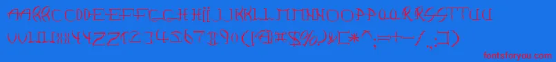 PointBrackett-Schriftart – Rote Schriften auf blauem Hintergrund