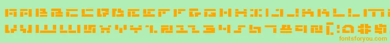 フォントMmanbe – オレンジの文字が緑の背景にあります。