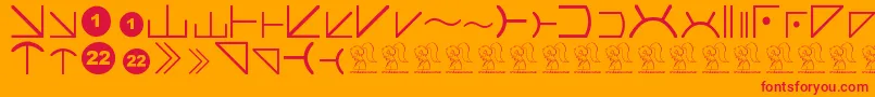 フォントFuturamaAlienAlphabetTwo – オレンジの背景に赤い文字