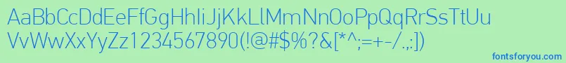 PfdintextproThin Font – Blue Fonts on Green Background