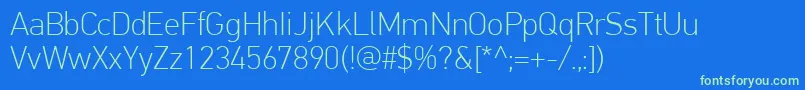 PfdintextproThin Font – Green Fonts on Blue Background