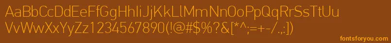 Weitere Informationen zur PfdintextproThin-Schriftart PfdintextproThin-Schriftart – Orangefarbene Schriften auf braunem Hintergrund