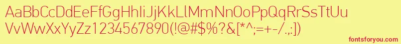 PfdintextproThin Font – Red Fonts on Yellow Background
