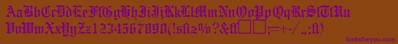 EnglishgravureRegularDb-Schriftart – Violette Schriften auf braunem Hintergrund