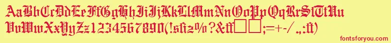 EnglishgravureRegularDb Font – Red Fonts on Yellow Background