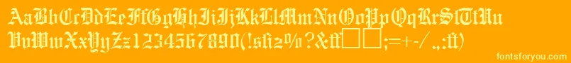 EnglishgravureRegularDb-Schriftart – Gelbe Schriften auf orangefarbenem Hintergrund