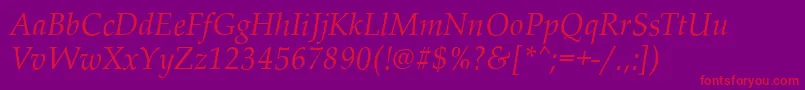 PalladioItalic Font – Red Fonts on Purple Background