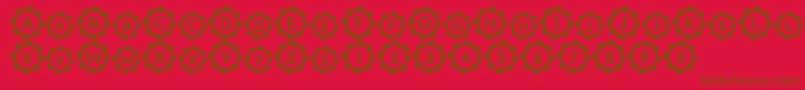 PuRiNSrb-Schriftart – Braune Schriften auf rotem Hintergrund