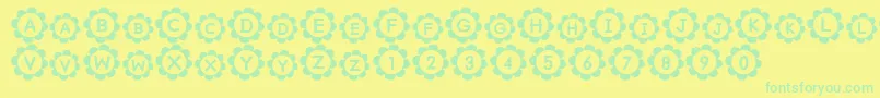 PuRiNSrb Font – Green Fonts on Yellow Background