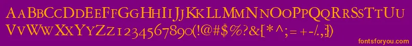 Garamondrepriseosscapsssk Font – Orange Fonts on Purple Background