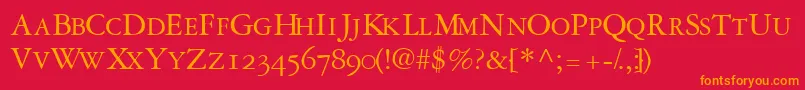 Garamondrepriseosscapsssk Font – Orange Fonts on Red Background