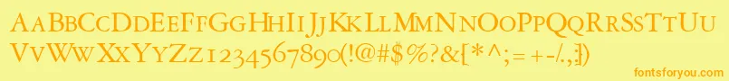 Garamondrepriseosscapsssk Font – Orange Fonts on Yellow Background