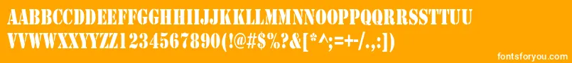LarchmereCondensed-Schriftart – Weiße Schriften auf orangefarbenem Hintergrund