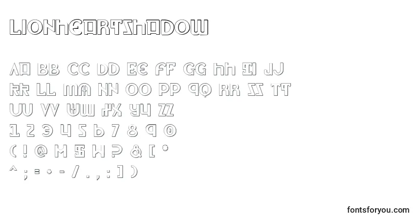 Schriftart LionheartShadow – Alphabet, Zahlen, spezielle Symbole
