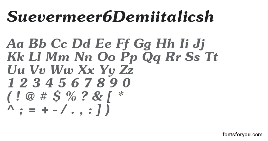 Suevermeer6Demiitalicshフォント–アルファベット、数字、特殊文字