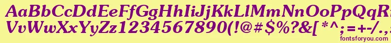 Suevermeer6Demiitalicsh Font – Purple Fonts on Yellow Background