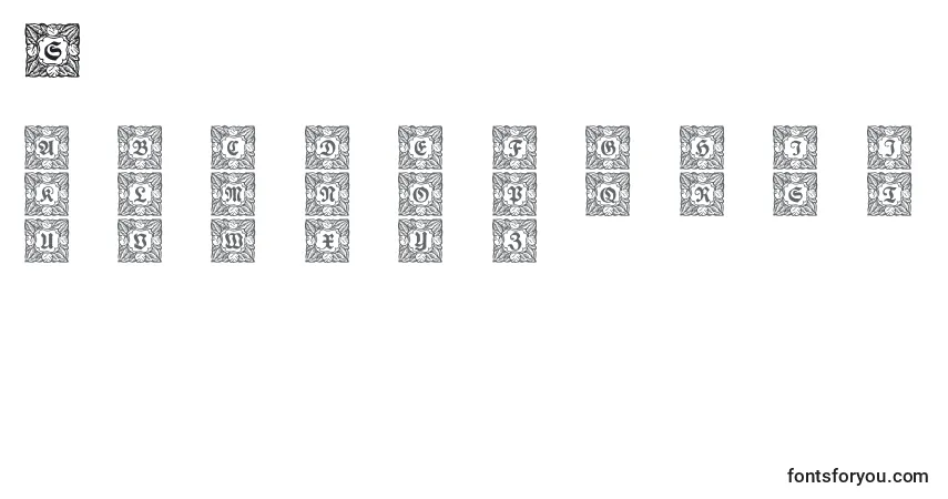 Schmuckinitialen3-fontti – aakkoset, numerot, erikoismerkit