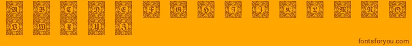 Schmuckinitialen3-Schriftart – Braune Schriften auf orangefarbenem Hintergrund