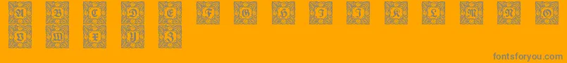 Schmuckinitialen3-Schriftart – Graue Schriften auf orangefarbenem Hintergrund