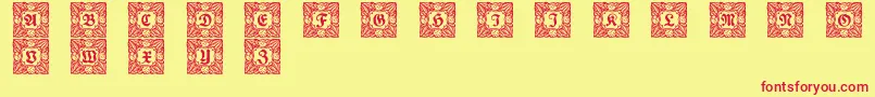 Schmuckinitialen3 Font – Red Fonts on Yellow Background