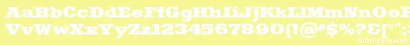 Saddlebag-Schriftart – Weiße Schriften auf gelbem Hintergrund