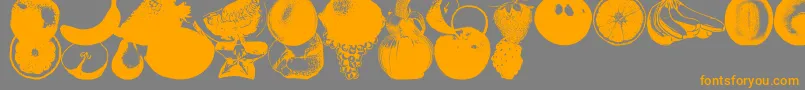 Подробнее о шрифте AnAppleADayFruitFont Шрифт AnAppleADayFruitFont – оранжевые шрифты на сером фоне