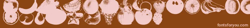 Saiba mais sobre a fonte AnAppleADayFruitFont Fonte AnAppleADayFruitFont – fontes rosa em um fundo marrom