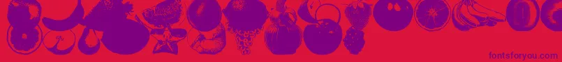 フォントAnAppleADayFruitFont – 赤い背景に紫のフォント