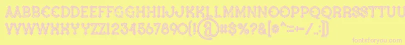 Шрифт Bluenorthinlinegrunge – розовые шрифты на жёлтом фоне