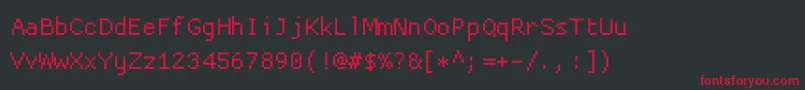 Fonte Proggyclean – fontes vermelhas em um fundo preto