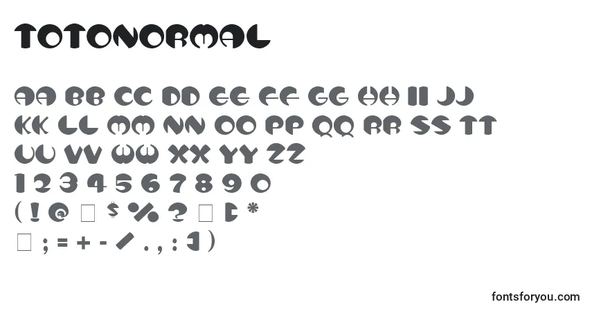 Schriftart TotoNormal – Alphabet, Zahlen, spezielle Symbole