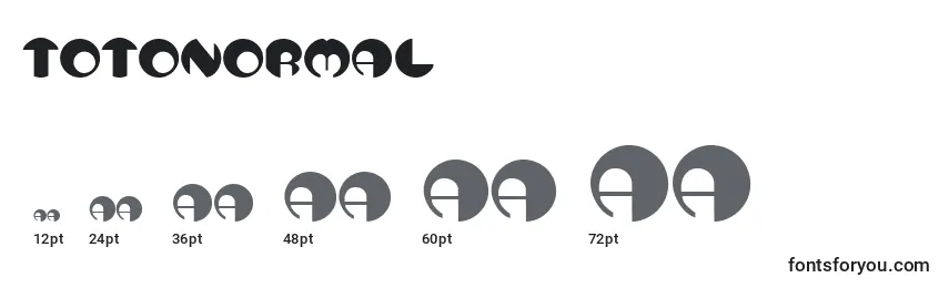 TotoNormal Font Sizes