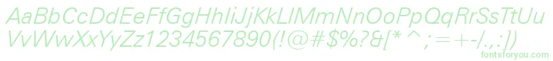 ZurichLightItalicBt-Schriftart – Grüne Schriften auf weißem Hintergrund