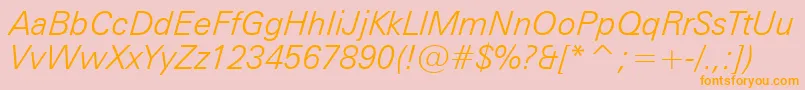 Police ZurichLightItalicBt – polices orange sur fond rose