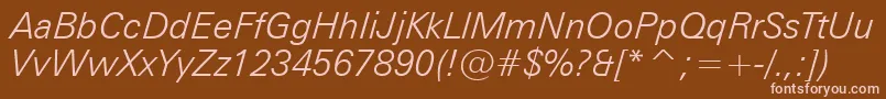 Police ZurichLightItalicBt – polices roses sur fond brun