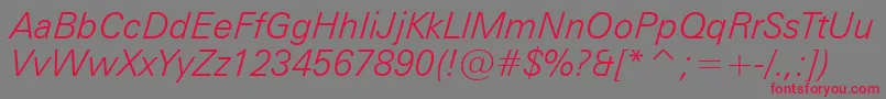 ZurichLightItalicBt Font – Red Fonts on Gray Background