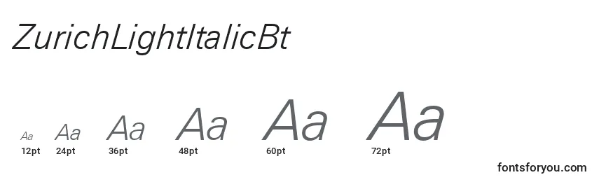 ZurichLightItalicBt Font Sizes