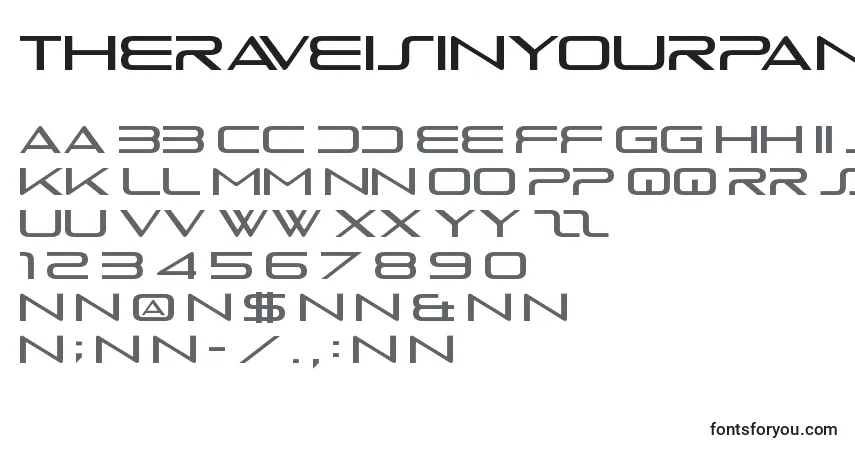 A fonte TheRaveIsInYourPants – alfabeto, números, caracteres especiais