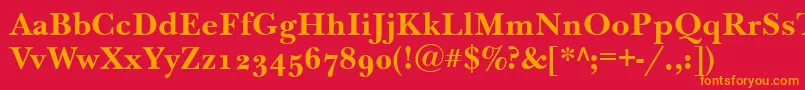 NewbaskervilleodttBold Font – Orange Fonts on Red Background