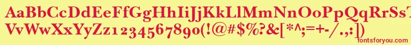 NewbaskervilleodttBold-fontti – punaiset fontit keltaisella taustalla