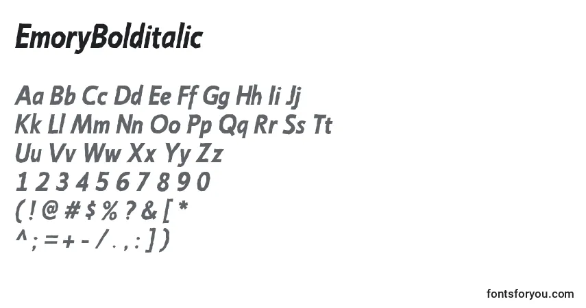 Шрифт EmoryBolditalic – алфавит, цифры, специальные символы