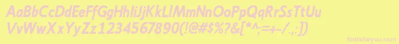 EmoryBolditalic-fontti – vaaleanpunaiset fontit keltaisella taustalla